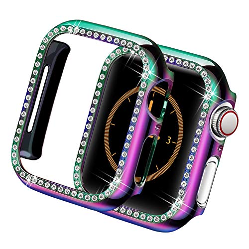 Yolovie Case Compatible for Apple Watch SE Series 6 5 4 40mm Colorful Bling Cases Diamond Rhinestone Bumper Shiny Crystal Protector Cover iWatch Frame for Women Girl (Colorful, 40mm)