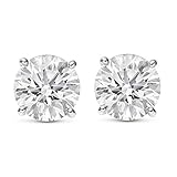 Houston Diamond District 0.25 to 4 Carat IGI Certified Natural Round Brilliant Solitaire Diamond Stud Earrings for Women 4 Prong Push Back (G-H Color SI2-I1 Clarity) Platinum 2 Carat