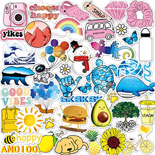 ANERZA VSCO Stickers for Hydro Flask, Vinyl Waterproof Water Bottle Stickers for Hydroflasks, Laptop, Computer, Skateboard, Cute Aesthetic Stickers for Kids, Teen Girl Gifts, VSCO Girl Stuff（45pcs）