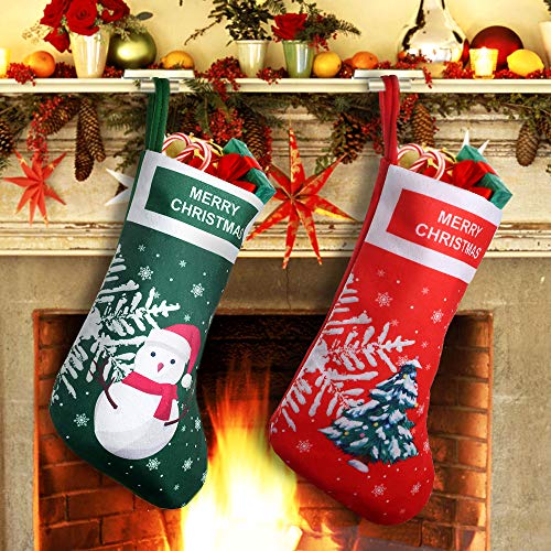 Book Cover EasyAcc Christmas Stockings Personalized Christmas Stockings Large Size Classic Fireplace Cute Stockings for Child Boys Girls Family Holiday Christmas Cheer Party New Year Decoration Gifts - Xmas Tree