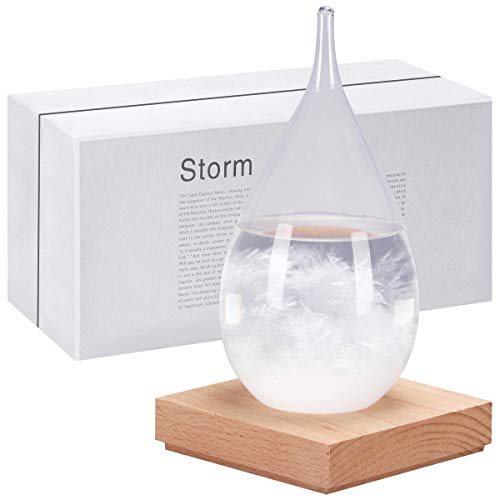 Book Cover Storm Glass Weather Predictor Creative Stylish Weather Station Forecaster Storm Glass Bottles Barometer with Wood Base Desktop Drops Decoration Crafts