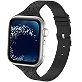 Bandiction Sport Band Compatible with Apple Watch Band 38mm 40mm, Silicone Sport Watch Band Slim Soft Weave Pattern Wristband Women Replacement Strap for iWatch Series 6 SE 5 4 3 2 1(Black)