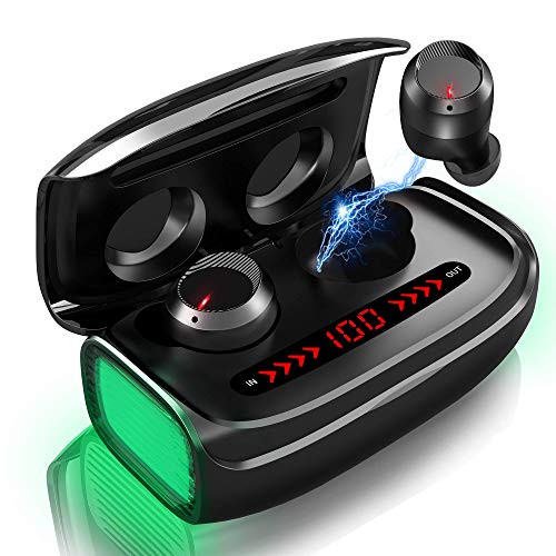 Book Cover Wireless Earbuds, GRDE TWS Bluetooth 5.0 Headphones with【3000 mAh Charging Case】Deep Bass 170H Playtime CVC 8.0 Noise Canceling LED Display in-Ear Earphones Bluetooth Earbuds Built-in Mic Headset