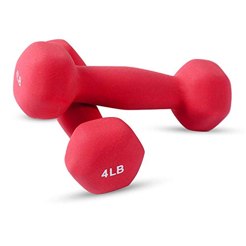 Neoprene Dumbbell Pairs by Day 1 Fitness - 12 WEIGHT OPTIONS, 1 - 20 LBS - Non-Slip, Hexagon Shape, Color Coded, Easy to Read Hand Weights for Muscle Toning, Strength Building, Weight Loss
