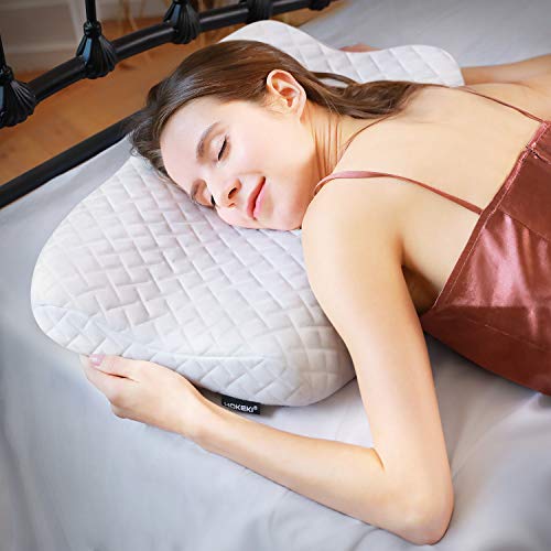HOKEKI Pillow Ergonomic Cervical Sleeping Pillow for Neck Pain Support for Back, Stomach, Side Sleepers Premium Memory Foam Pillow Removable and Washable Cover White(Standard Size)