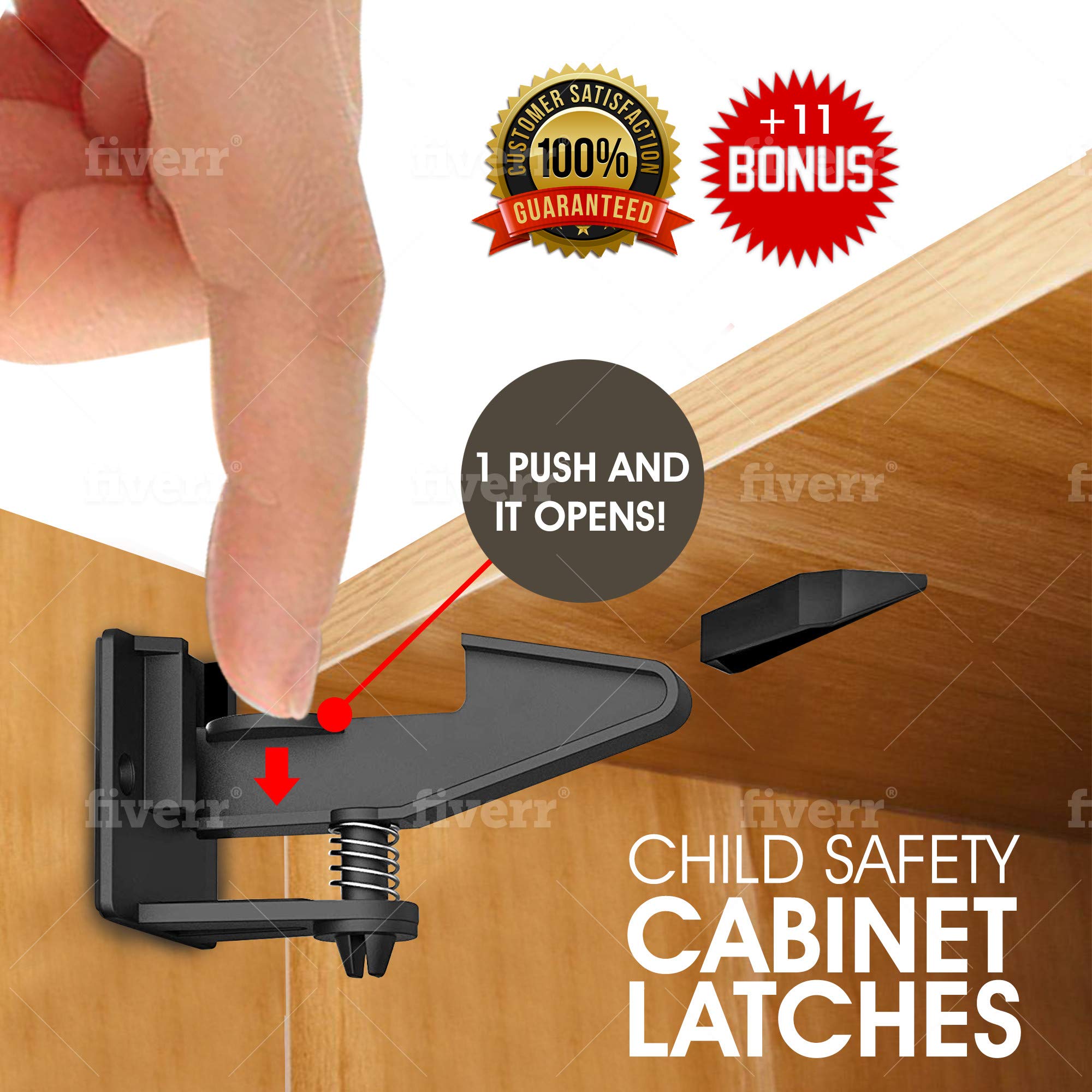 Book Cover Premium Baby Safety Cabinet Locks Bundle - Protect Your Child from harm with Our 10-Pack Child Proof Cabinet Locks with Strongest 3M Adhesive - Easy to Install Baby Locks for Cabinets and Drawers