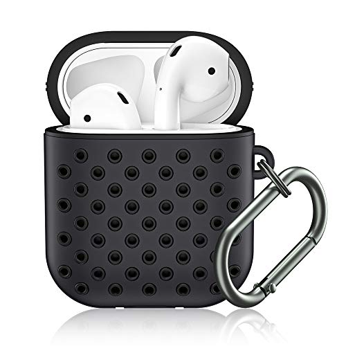 for Airpod Case, MARGE PLUS Airpods Case Cover Soft Dual-Layer Silicone with Anti-Lost Carabiner, Compatible for Apple Airpods 2&1 Charging Case (Front LED Visible)
