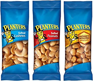 Book Cover PLANTERS Variety Packs (Salted Cashews, Salted Peanuts & Honey Roasted Peanuts), 36 Packs | Individual Bags of On-the-Go Nut Snacks | No Cholesterol or Trans Fats | Source of Fiber and Healthy Fats