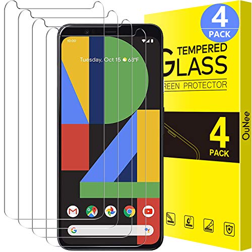 [4 Pack] OuNee Google Pixel 4XL Screen Protector, Tempered Glass, 9H Hardness, HD Clear, Scratch Resistant, Case Friendly Screen Protectors for Pixel 4 XL (2019)