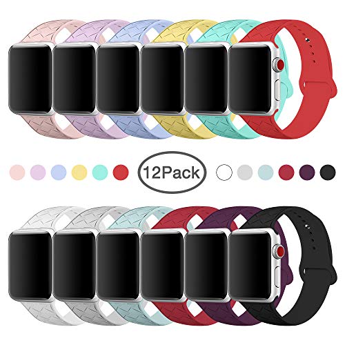 Book Cover MITERV Watch Bands Compatible with Apple Watch 38mm 40mm 42mm 44mm Soft Silicone Weave Pattern iWatch Bands for Apple Watch Series 4/5/3/2/1 (1-Colors, 38mm/40mm S/M)