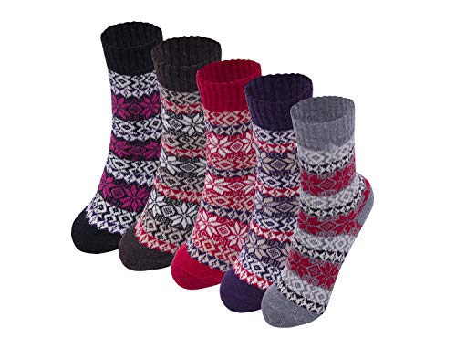 Book Cover Bemaystar Nordic Wool Woman Socks Winter Socks 5-pack