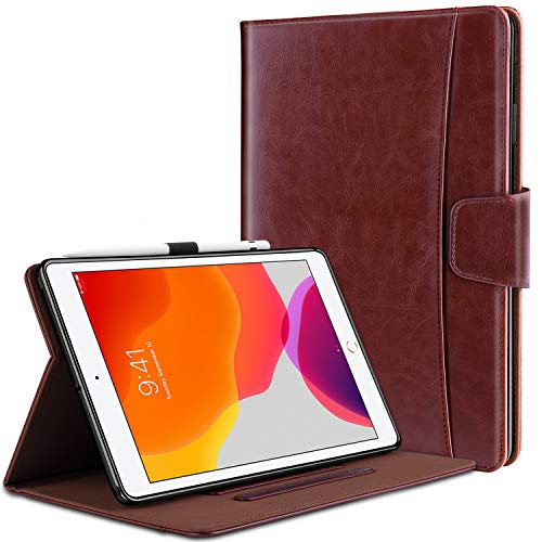 Book Cover Yunerz iPad 10.2 Case with Pencil Holder, Apple iPad 7th Generation Case, Premium PU Leather Shockproof Protective Cover, Multiple Viewing Angles Stand Cover for Newest iPad 7th Gen 10.2'' 2019(Black)