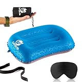 Ultralight Inflatable Camping Travel Pillow - ALUFT 2.0 Compressible, Compact, Comfortable, Ergonomic Inflating Pillows for Neck & Lumbar Support While Camp, Hiking, Backpacking (Blue)