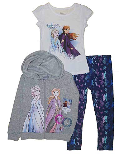 Book Cover Disney Frozen 2 Little Girls' 3pc Hoodie & Legging Set with Hair Ponies
