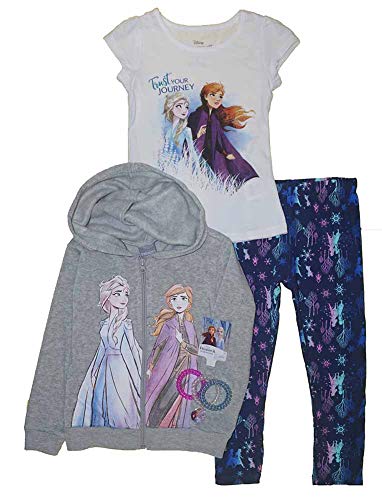 Disney Frozen 2 Little Girls' 3pc Hoodie & Legging Set with Hair Ponies