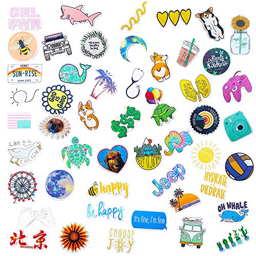 Hrayipt Vsco Stickers Water Bottle Stickers Aesthetic Vinyl Waterproof Cute Luggage Blue Sticker Pack for Girls Teens Kids