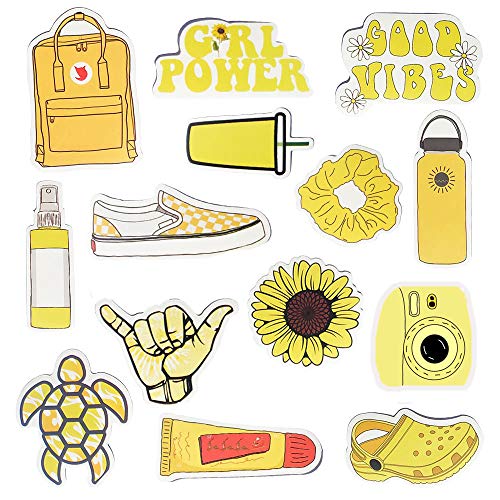 Book Cover Water Bottle Stickers Vsco Stickers Vinyl Cute Aesthetic Waterproof Yellow Sticker Pack Vsco Girl Stuff for Teens Kids