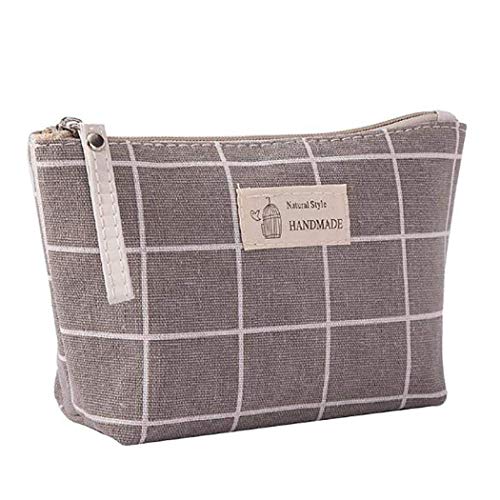 AMOUSTORE Portable Cotton Linen Large Capacity Multifunction Print Cosmetic Bag Travel Makeup Bag Toiletry Bags 8.3 x 5.1inch