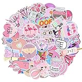 LOBKIN 35 Pcs Cute Stickers,Laptop and Water Bottle Decal Sticker Pack for Teens, Girls, Women Vinyl Stickers Waterproof (Pink-53 pcs)