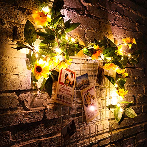 Book Cover WILLBOND Artificial Sunflower String Lights 30 LED 7.2 ft Sunflower Home Decor Sunflower Battery Operated String Fairy Lights for Indoor Bedroom Wedding Home Garden Decor, Warm White