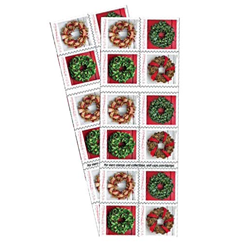 Holiday Wreaths 2 Books of 20 Forever US First Class Postage Stamps Christmas Tradition Celebration (40 Stamps)