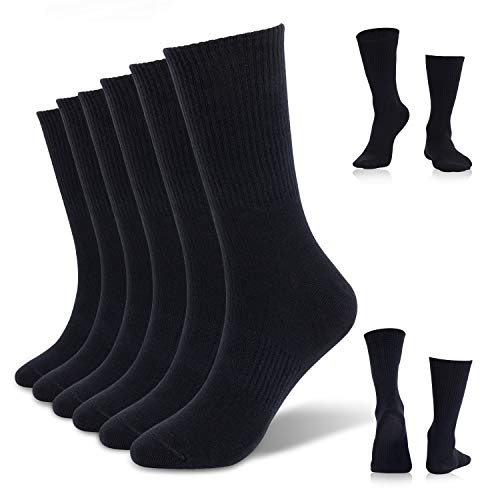 Book Cover Men's Cotton Crew Socks All Purpose Cushion Calf Socks Women Running Hiking Dress Athletic Trouser Moisture Socks - Black - Medium