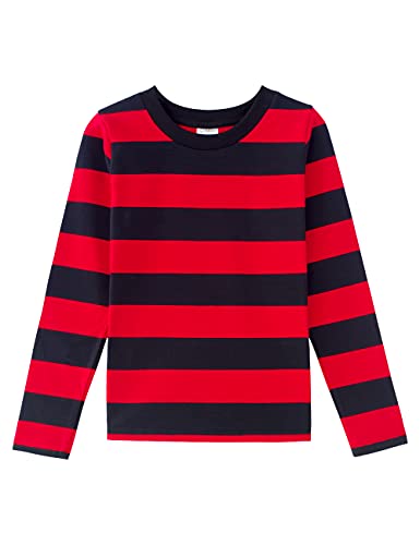 Spring&Gege Boys' Long Sleeve Striped Crew Neck T-Shirt