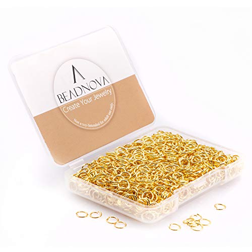 BEADNOVA 5mm Jump Rings for Jewelry Making Gold Open Jump Rings for Earrings and Keychains (300Pcs)