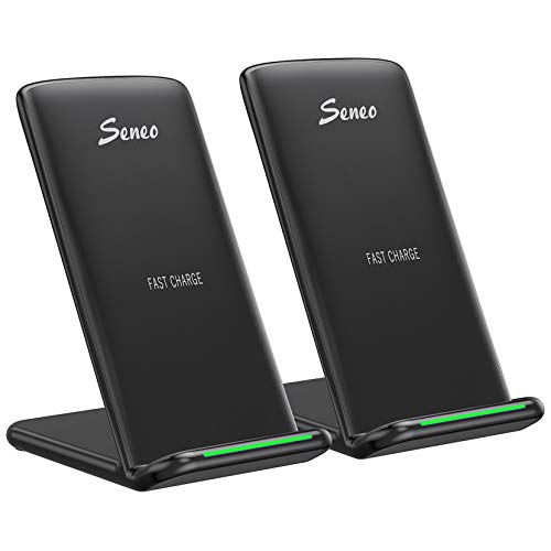 Seneo Wireless Charger, [2 Pack] Qi-Certified Fast Wireless Charger, 10W Charging Stand for Galaxy S10/S10+/S9/S9+/Note 10/9/8, 7.5W Fast Charging for iPhone 11/11 Pro Max/XR/XS/X/8/Plus (No Adapter)