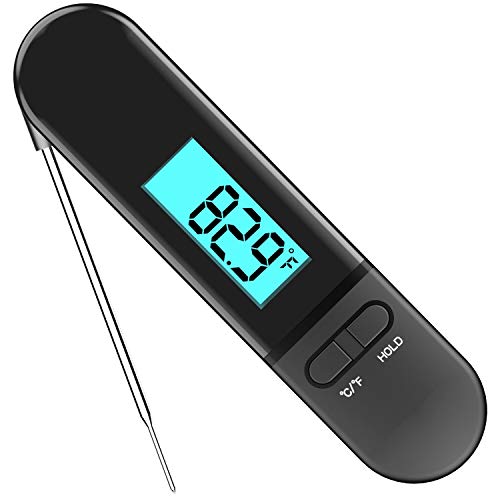 Meat Thermometer, Instant Read Meat Thermometer with Folding Probe Calibration Function, Waterproof Digital Thermometer for Grilling, Kitchen, Candy, Milk, Outdoor Cooking