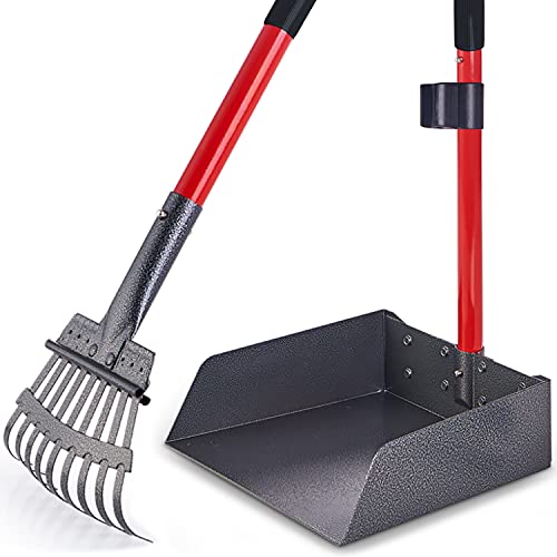 Pawler Dog Pooper Scooper for Large & Small Dogs - Heavy-Duty, Metal and Aluminum Poop Scoop Set with Rake and Tray - Use on Grass, Dirt or Gravel - Pet Supplies
