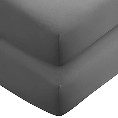 Book Cover Bare Home 2-Pack Fitted Bottom Sheets Twin XL - Premium 1800 Ultra-Soft Microfiber - Deep Pocket (Twin XL, Grey)