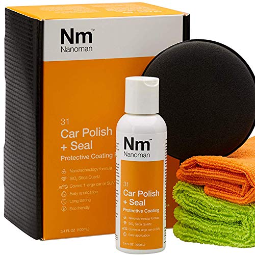 NANOMAN Nano Ceramic Coating for Cars. 3.4 Fl oz (100ml) Ceramic SiO2 Car Polish Kit. Super High-Gloss 9h 3D Diamond Hardness Nano Spray and Polish. 100% UV Protection.