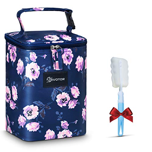 EIVOTOR Insulated Breastmilk Cooler and Baby Bottle Bag, Fit Up to 6 Bottles Like Dr. Brown, 4 Large 8 Oz. Bottles Like Comotomo, Avent, Nuk, Lansinoh,etc