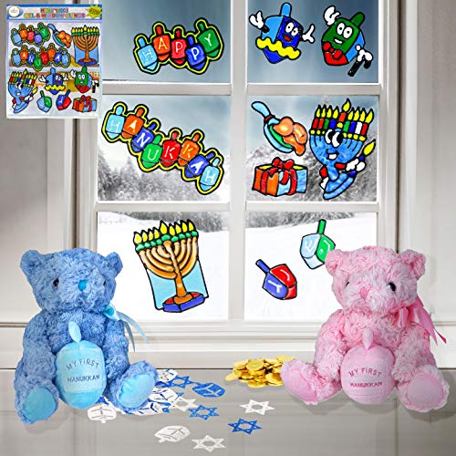 The Dreidel Company Hanukkah Window Gel CLINGS, 10 Stretchable Gel Clings, Easy to Remove, Non-Toxic, No Mess, Hanukkah Decorations Gelclings, Fun Ways to Celebrate Chanukah (Single)