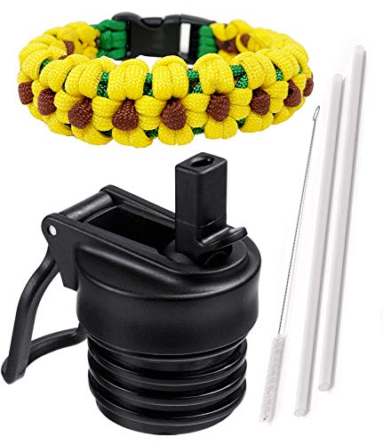 Book Cover One MissionX Straw Lid and Paracord Handle Set, Compatible with Hydro Flask Standard Mouth 24, 21, 18, 12 oz Water Bottle & Simple Modern Ascent Bottles. Leak Proof
