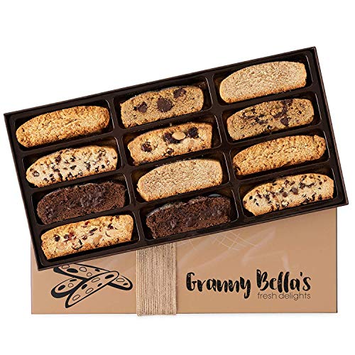 Book Cover Granny Bella's Gourmet Kosher Purim Gift Baskets - Prime 12 Biscotti Italian Cookies Corporate Mishloach Manot Gifts - Star K Parev Food Pastries / Gifting Cookie Box Delivered Tomorrow Shalach Manos