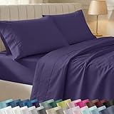 California Design Den Soft Queen Size Cotton Sheet Sets, 400 TC Good Housekeeping Award Winner, Silky Smooth Sateen Weave with Deep Pockets, Breathable and Durable Queen Bedding Set - Purple