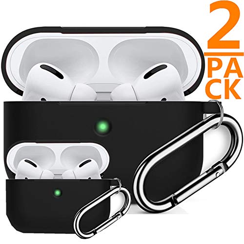 2pack Upgrade AirPods Pro Case Protective Cover (Front LED Visible) Environmentally Friendly Silicone Durable Prevents Scratch/Falling (Black) ...