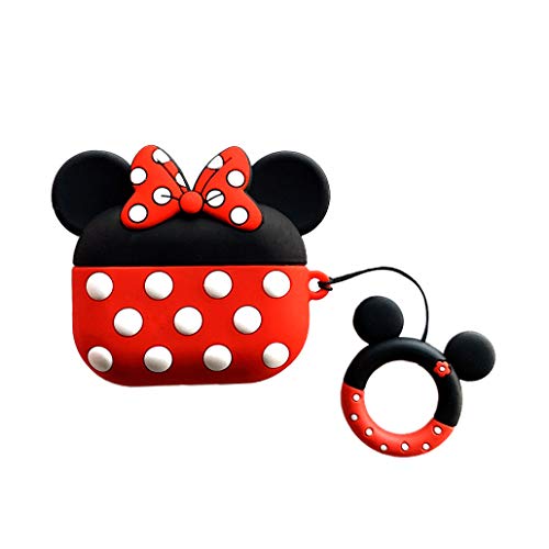 Airpods Pro Case, AKXOMY Protective Cute 3D Silicone Cartoon Airpods Pro Case Cover,Kawaii Fun Cool Design Skin,Fashion Animal Designer Cases for Girls Teens Boys Air pods (Minnie Mouse)