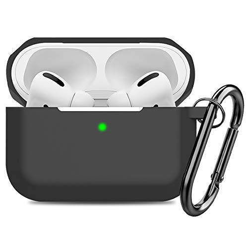 Book Cover Doboli Compatible with AirPods Pro Case Cover Silicone Protective Case Skin for Airpods Pro 2019 (Front LED Visible) Black