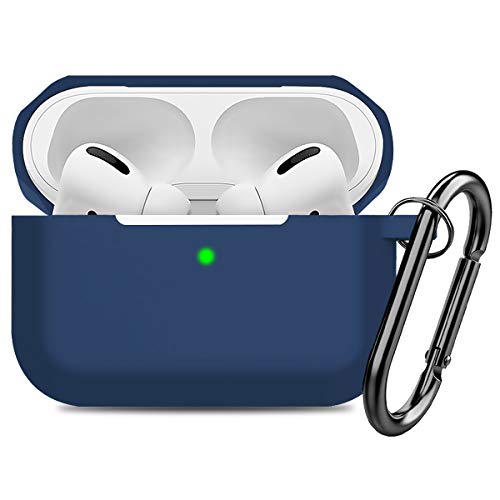 Book Cover Compatible with AirPods Pro Case Cover Silicone Protective Case Skin for Airpods Pro 2019 (Front LED Visible) Navy Blue