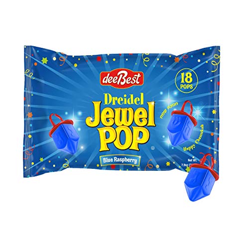 Dee Best Dreidel Jewel Pop Ring Shape Candy - Blue Raspberry 18 Count Individually Wrapped