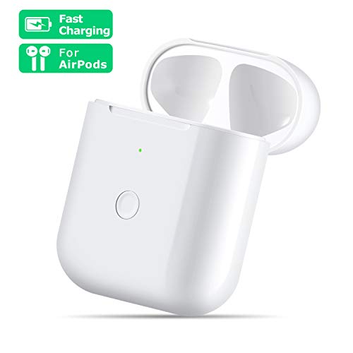 Book Cover Compatible with AirPods 1 2,Wireless Airpods Charging Case with Bluetooth Pairing Sync Button,Air pods Charger Case Replacement not for airpod proï¼ˆWhiteï¼‰