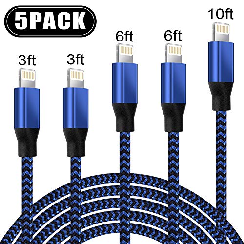 Book Cover iPhone Charger,UNEN MFi Certified Lightning Cable(3/3/6/6/10FT)Charging USB Syncing Data Nylon Braided with Metal Connector Compatible iPhone 11/Pro/Max/X/XS/XR/XS Max/8/Plus/7/7 Plus/6/6S/6 Plus More