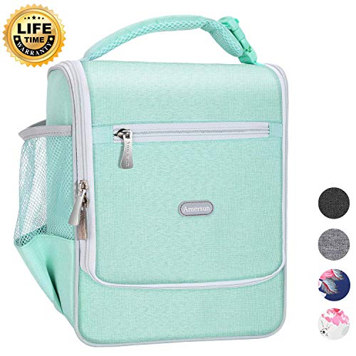 Book Cover Amersun Insulated Lunch Box,Spacious Stylish Lunch Bag Cooler Tote Sturdy Snack Organizer with Multi-pocket for Kids Women Adult Girls School Office Picnic Work Bento Box(Spill-resistant,Light Blue)