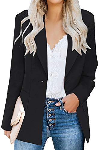 Uqnaivs Women's Lapel Blazer Suit Button Long Sleeve Pocket Work Office Jacket