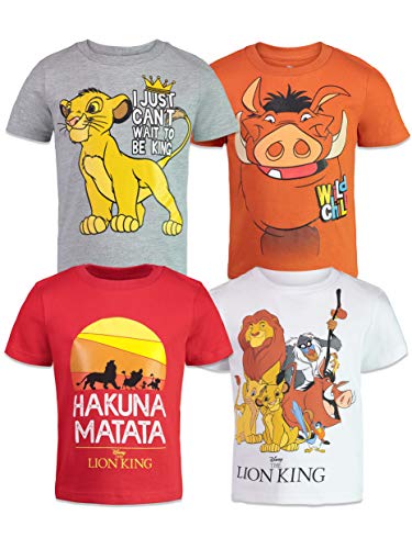 Book Cover Disney Lion King Boys' 4 Pack T-Shirts: Simba Timon Pumbaa Zazu Nala