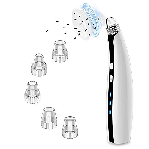 Book Cover JINGMAX Blackhead Remover Vacuum,USB Rechargeable Extractor Removal Tool,Electric Face Nose Blackhead Suction Remover With 5 Replacement Probes