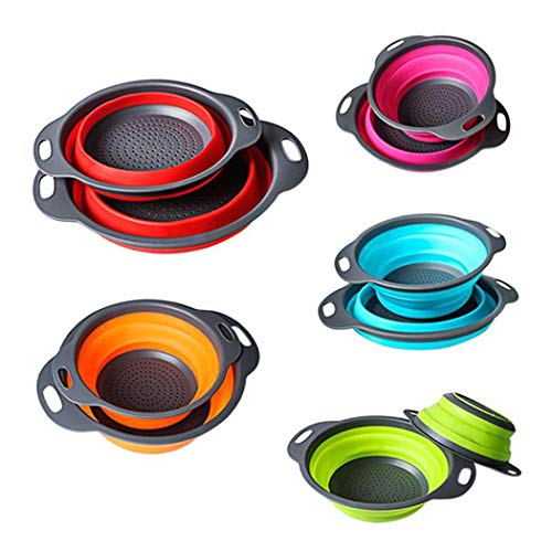 Alisena 1Pack Kitchen Collapsible Silicone Wash Basket-29 x 13 x 3.5CM Folding Kitchen Vegetable Basket,Collapsible Strainer for Draining Food
